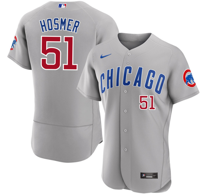 Men's Chicago Cubs #51 Eric Hosmer Gray Flex Base Stitched Baseball Jersey
